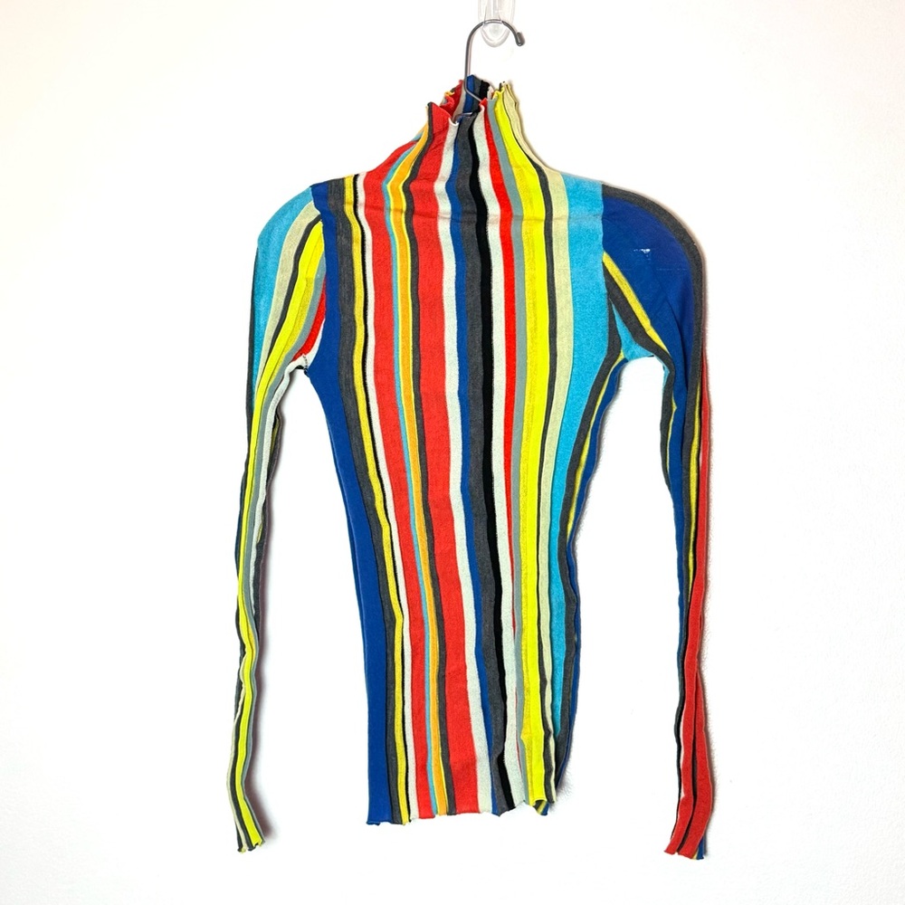 Christopher John Rogers Multicolored Striped Knit Long sleeve Mock Neck Top 0-2